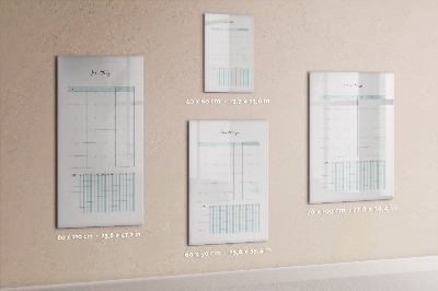 Magnetisch memobord van glas voor aan de muur Maandplanner