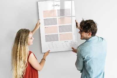 Glazen magneetbord met decoratieve print Wekelijkse planner