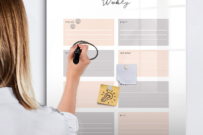 Glazen magneetbord met decoratieve print Wekelijkse planner