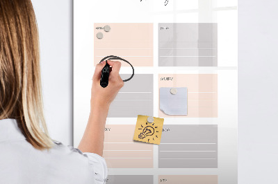 Glazen magneetbord met decoratieve print Wekelijkse planner