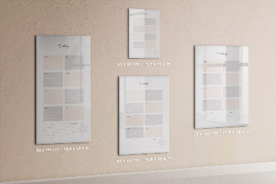 Glazen magneetbord met decoratieve print Wekelijkse planner