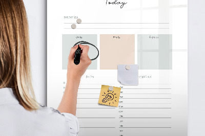 Wandbord van glas magnetisch en uitwisbaar De planner van vandaag
