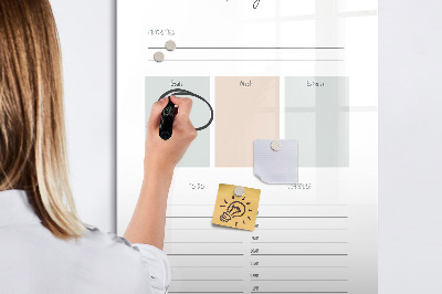 Wandbord van glas magnetisch en uitwisbaar De planner van vandaag