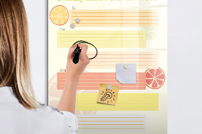 Magnetisch memobord van glas voor aan de muur Menuplanner