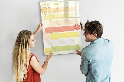 Magnetisch memobord van glas voor aan de muur Menuplanner