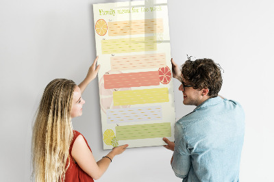 Magnetisch memobord van glas voor aan de muur Menuplanner