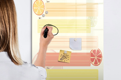 Magnetisch memobord van glas voor aan de muur Menuplanner