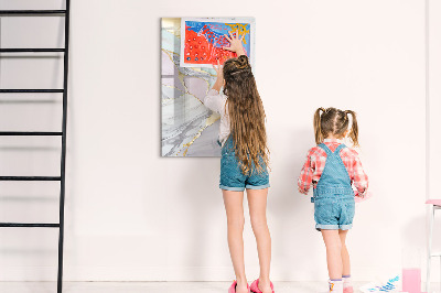 Glazen magneetbord met decoratieve print Decoratief marmer