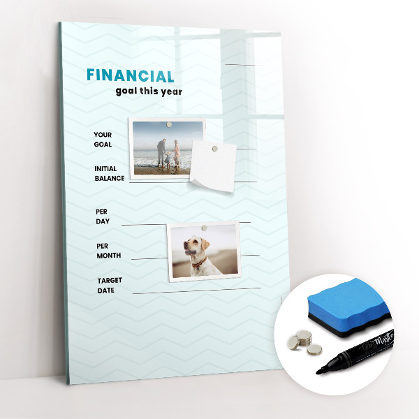 Magnetisch memobord van glas voor aan de muur Financieel planner