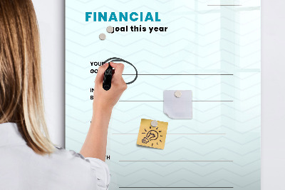 Magnetisch memobord van glas voor aan de muur Financieel planner