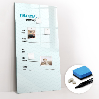Magnetisch memobord van glas voor aan de muur Financieel planner