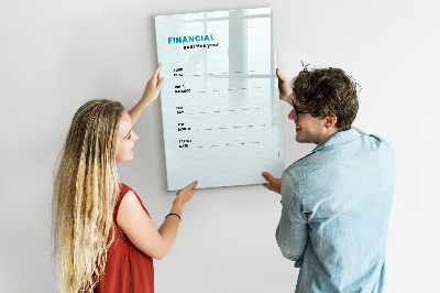 Magnetisch memobord van glas voor aan de muur Financieel planner