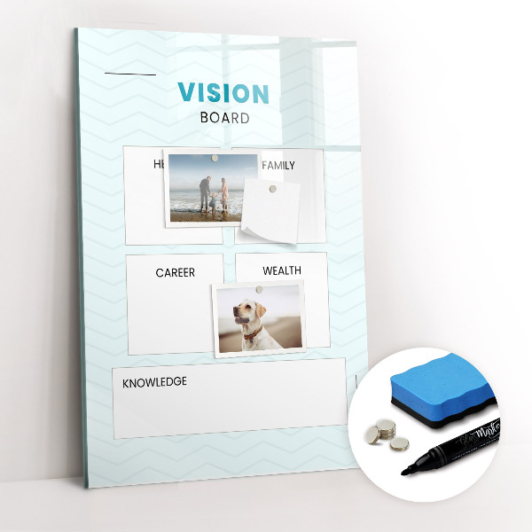 Glazen magneetbord met decoratieve print Gezondheidsplanner
