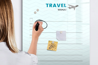 Wandbord van glas magnetisch en uitwisbaar Reisplanner