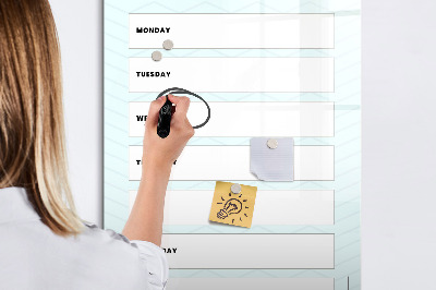 Magnetisch memobord van glas voor aan de muur Wekelijkse planner