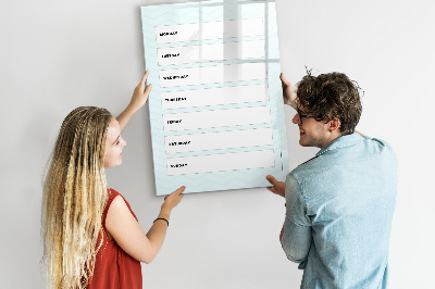 Magnetisch memobord van glas voor aan de muur Wekelijkse planner