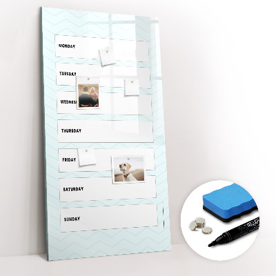Magnetisch memobord van glas voor aan de muur Wekelijkse planner