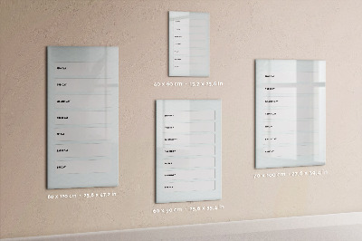 Magnetisch memobord van glas voor aan de muur Wekelijkse planner