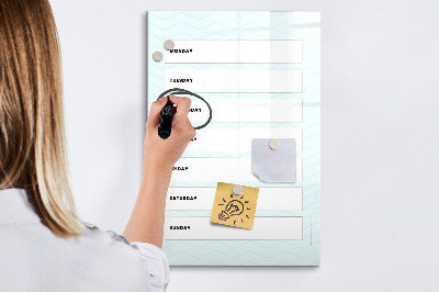 Magnetisch memobord van glas voor aan de muur Wekelijkse planner