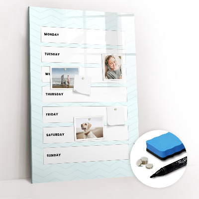 Magnetisch memobord van glas voor aan de muur Wekelijkse planner