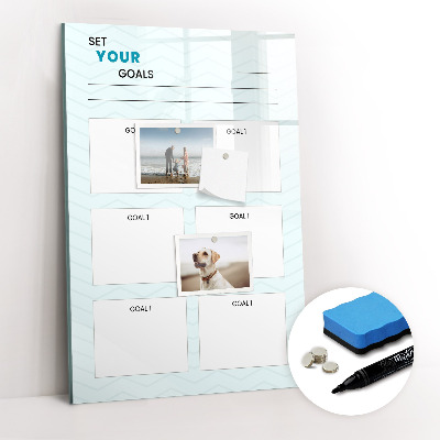 Glazen magneetbord met decoratieve print Doelplanner