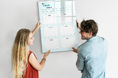 Glazen magneetbord met decoratieve print Doelplanner