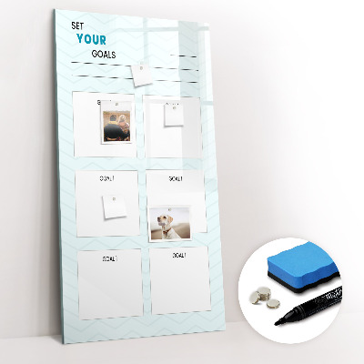 Glazen magneetbord met decoratieve print Doelplanner