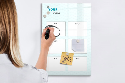 Glazen magneetbord met decoratieve print Doelplanner