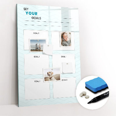 Glazen magneetbord met decoratieve print Doelplanner