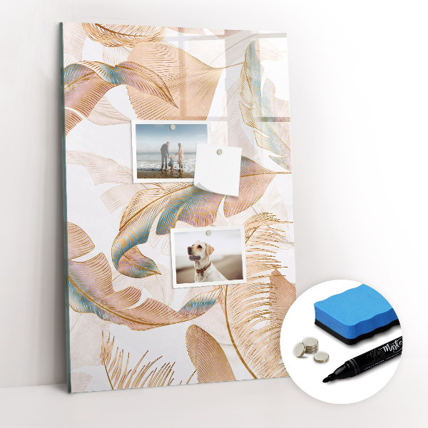 Wandbord van glas magnetisch en uitwisbaar Vogelveerpatroon