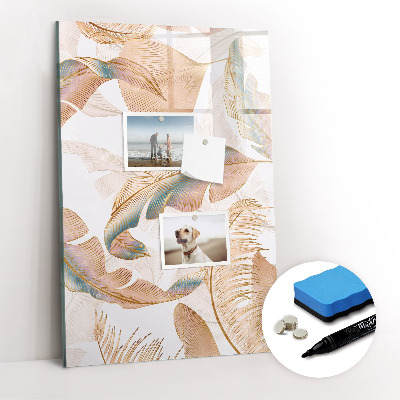 Wandbord van glas magnetisch en uitwisbaar Vogelveerpatroon