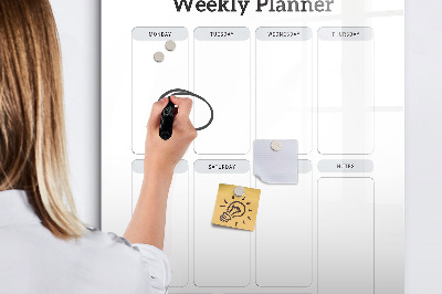 Magnetisch memobord van glas voor aan de muur Wekelijkse planner
