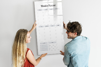 Magnetisch memobord van glas voor aan de muur Wekelijkse planner