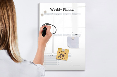 Magnetisch memobord van glas voor aan de muur Wekelijkse planner