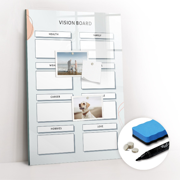 Wandbord van glas magnetisch en uitwisbaar Visionboard