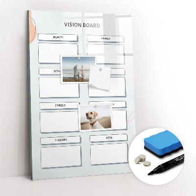 Wandbord van glas magnetisch en uitwisbaar Visionboard