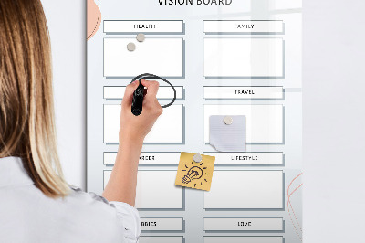 Wandbord van glas magnetisch en uitwisbaar Visionboard