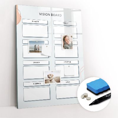 Wandbord van glas magnetisch en uitwisbaar Visionboard