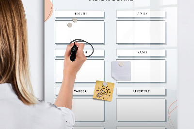 Wandbord van glas magnetisch en uitwisbaar Visionboard