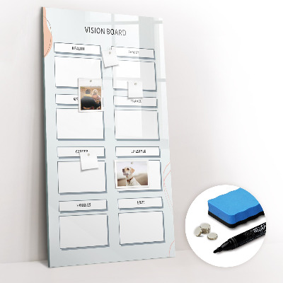 Wandbord van glas magnetisch en uitwisbaar Visionboard