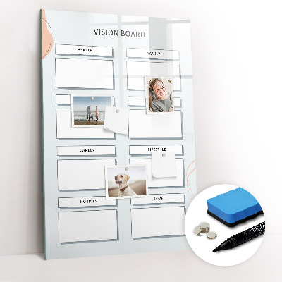 Wandbord van glas magnetisch en uitwisbaar Visionboard