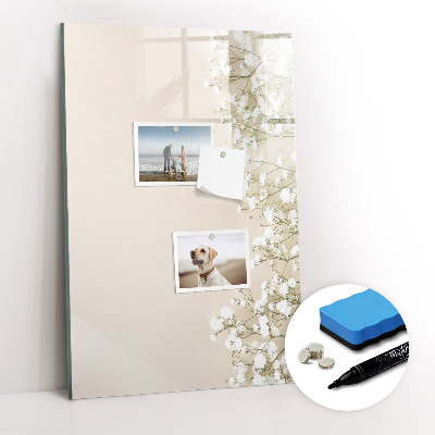 Magnetisch memobord van glas voor aan de muur Delicate bloemen