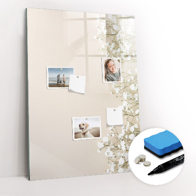 Magnetisch memobord van glas voor aan de muur Delicate bloemen