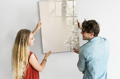 Magnetisch memobord van glas voor aan de muur Delicate bloemen