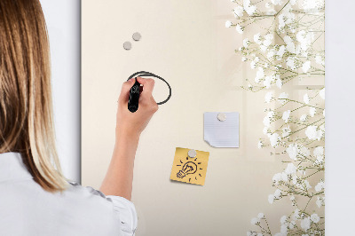 Magnetisch memobord van glas voor aan de muur Delicate bloemen