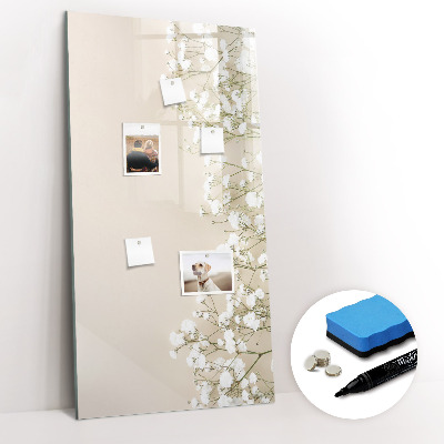Magnetisch memobord van glas voor aan de muur Delicate bloemen