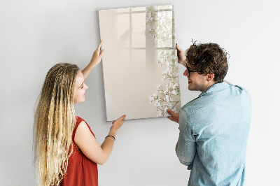Magnetisch memobord van glas voor aan de muur Delicate bloemen