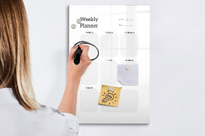 Wandbord van glas magnetisch en uitwisbaar Wekelijkse planner