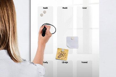 Magnetisch memobord van glas voor aan de muur Vision Board