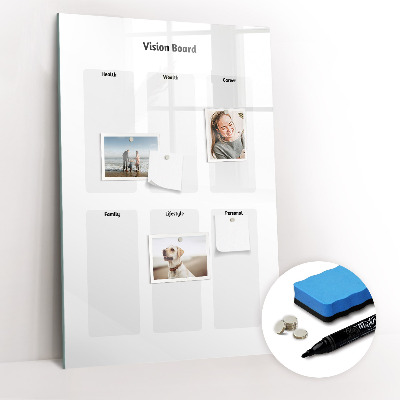 Magnetisch memobord van glas voor aan de muur Vision Board